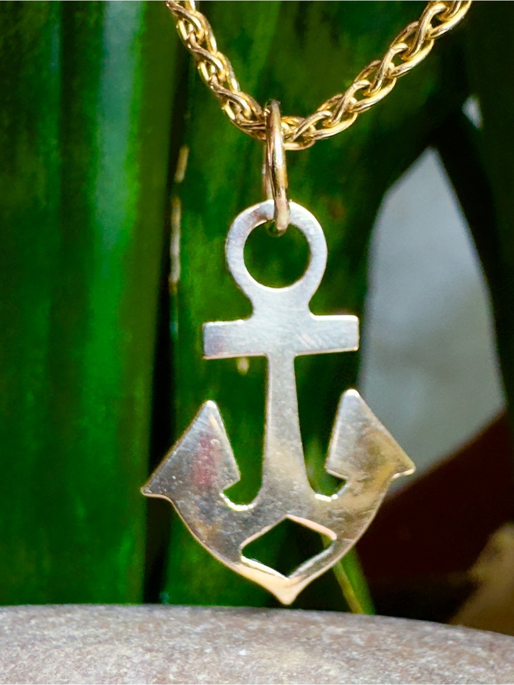 14k Anchor Cross  pendant